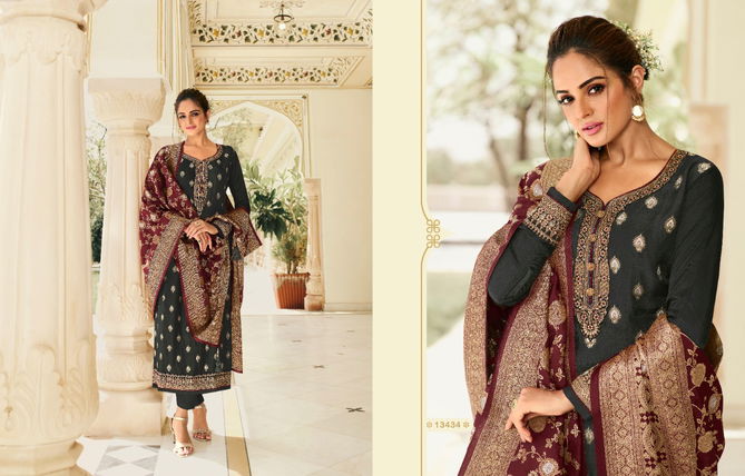 Kainaat By Zisa Dola Jacquard Embroidery Designer Salwar Suits Wholesale Online
